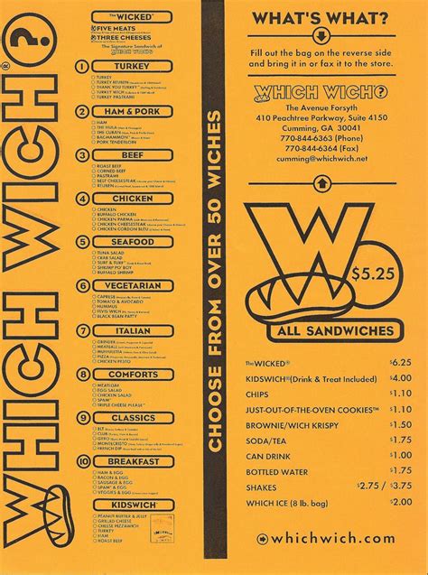 Which Wich Printable Menu